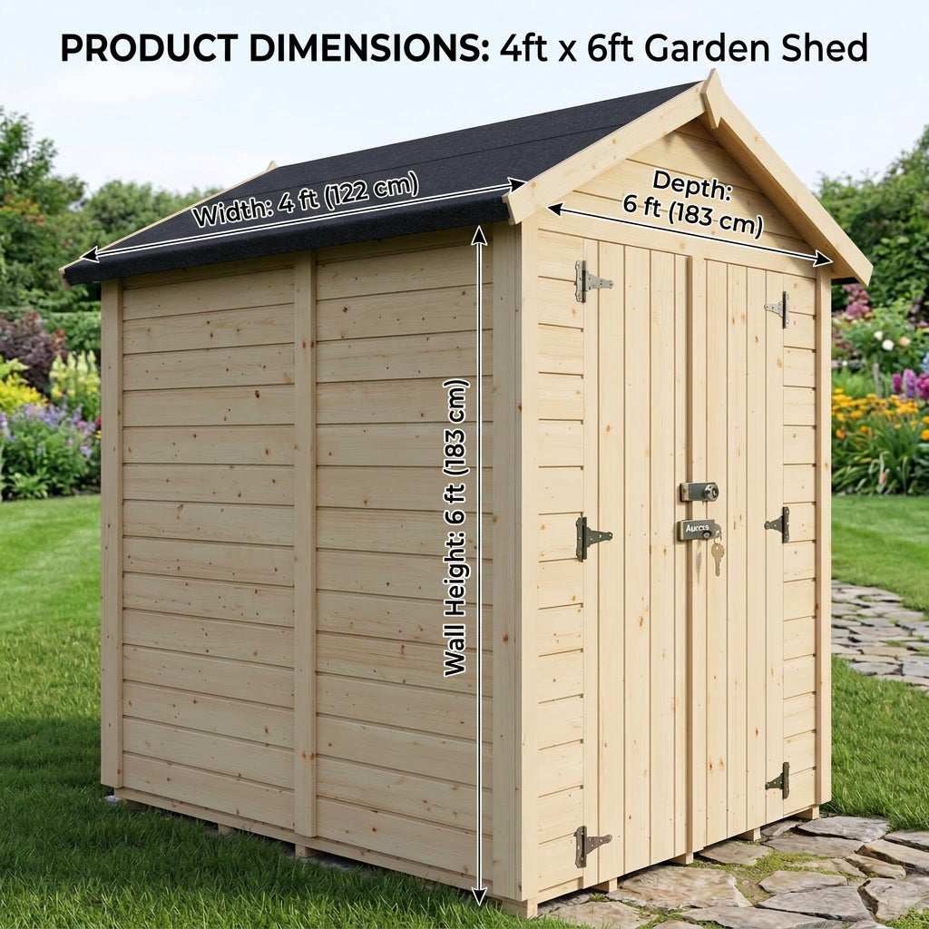 Aurazo 4ft x 6ft Garden Shed — No Windows